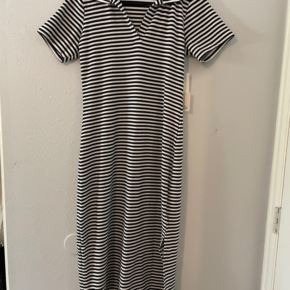 CeCe Navy and White Striped Top